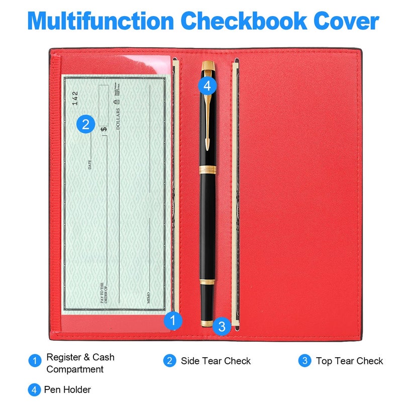 CASMONAL Premium Leather Checkbook Cover for Men and Women Checkbook Holder Wallet RFID Blocking - Image 2